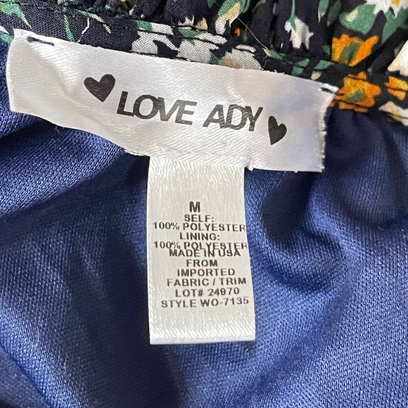 LOVE ADY Navy & Yellow Ditsy Floral Ruffled Mini Dress, Medium - Picture 7 of 8